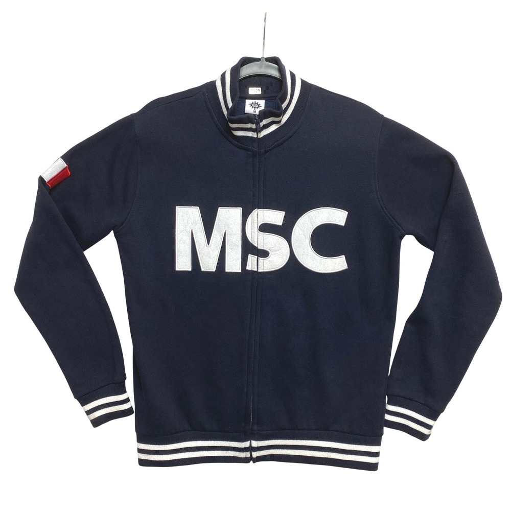 MSC Cruises Jacket Mens Medium Navy Blue Full Zip Fleece Varsity Nautical